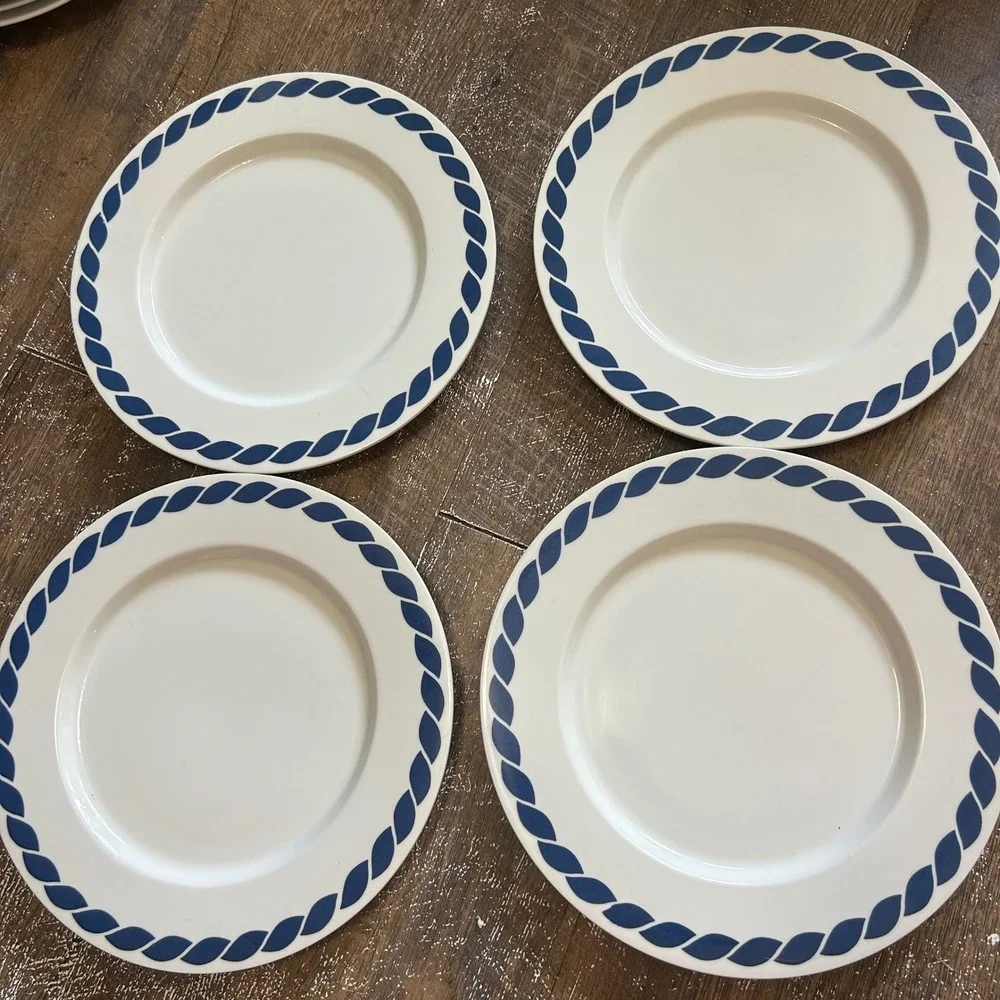 Mikasa Bob Van Allen Nautilus Blue Stone China Dinner Plates Set of 4